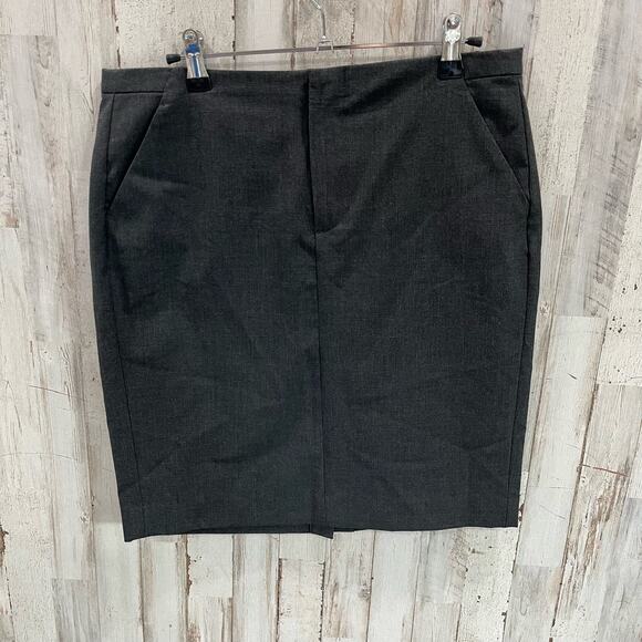 Gap Gray Plaid Pencil Stretch Skirt Pockets Womens Size 2 - Picture 1 of 7